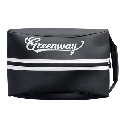 Black Shoe bag with 'Greenway' logo and white stripes